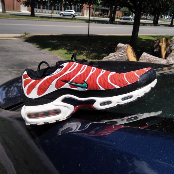 green and orange air max plus